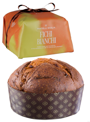 Panettone Fichi Bianchi e Cubi di Cioccolato Bianco 1kg 