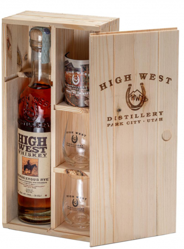 Cassa Legno Whisky con Bicchieri High west special