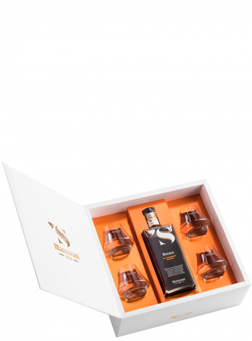 Cofanetto Sanremo con amaro e calici Mantovani
