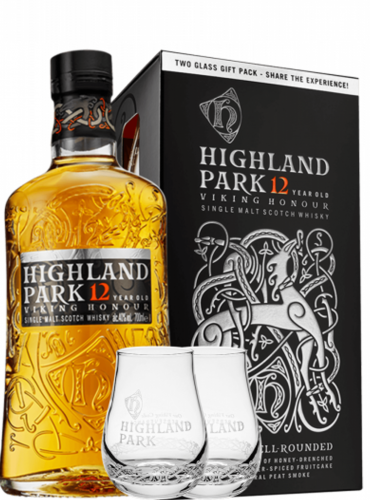 12yo Viking Honour Single Malt Scotch Whisky con due bicchieri